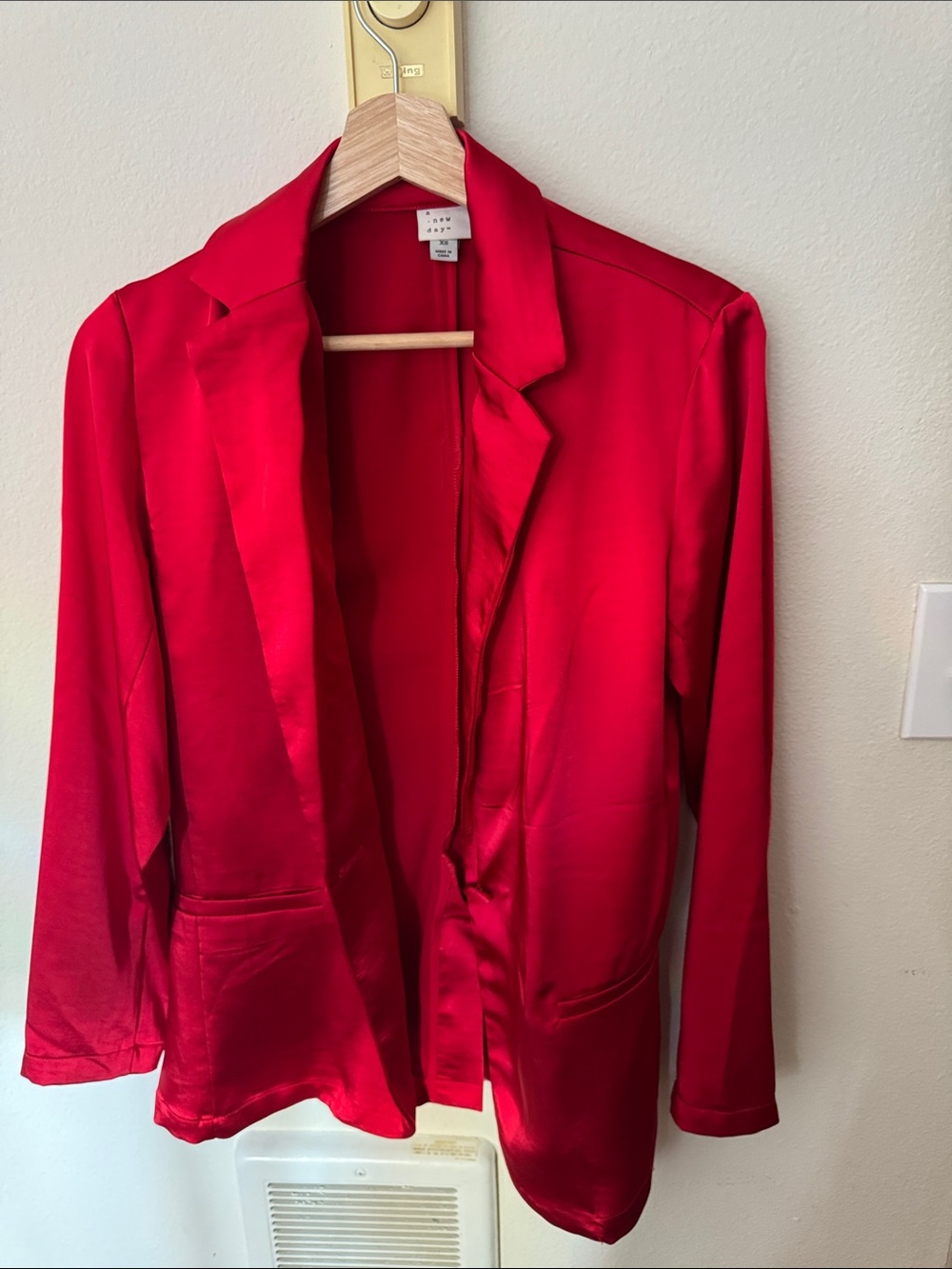 Vibrant Red Satin Open-Back Blouse